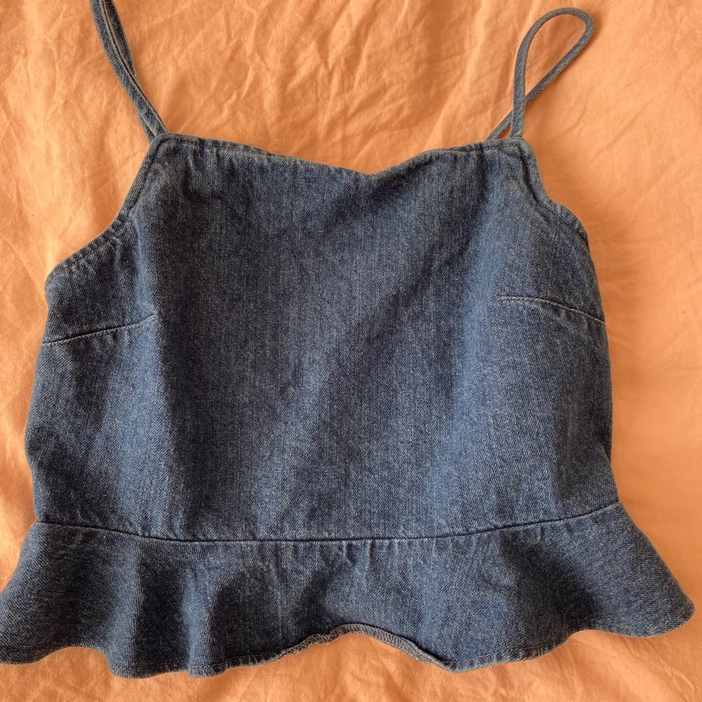 Jean cropped tank